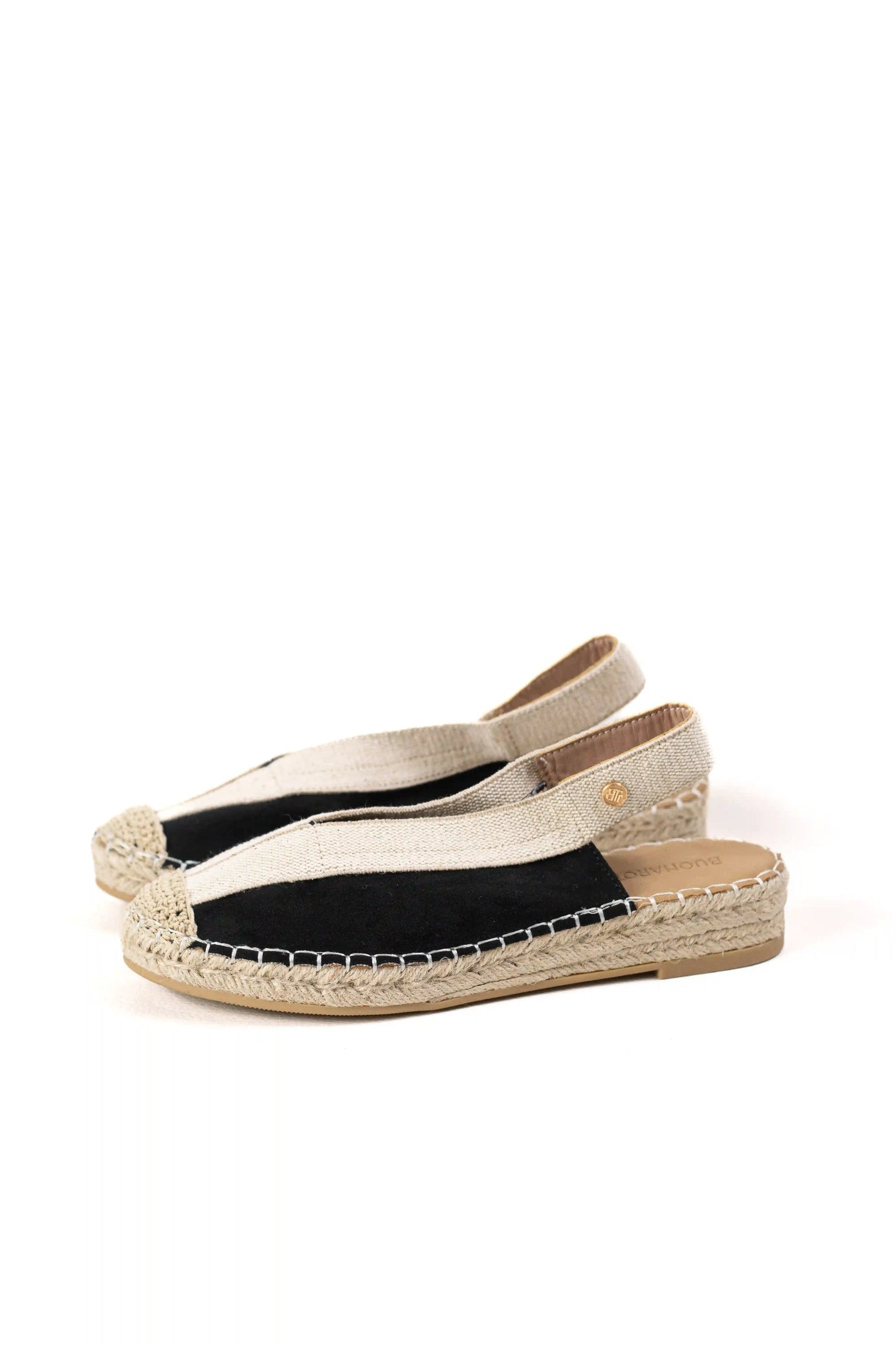 sandalia alpargata de mujer con suela de esparto y detalle trenzado color Negras/Beige talla 36