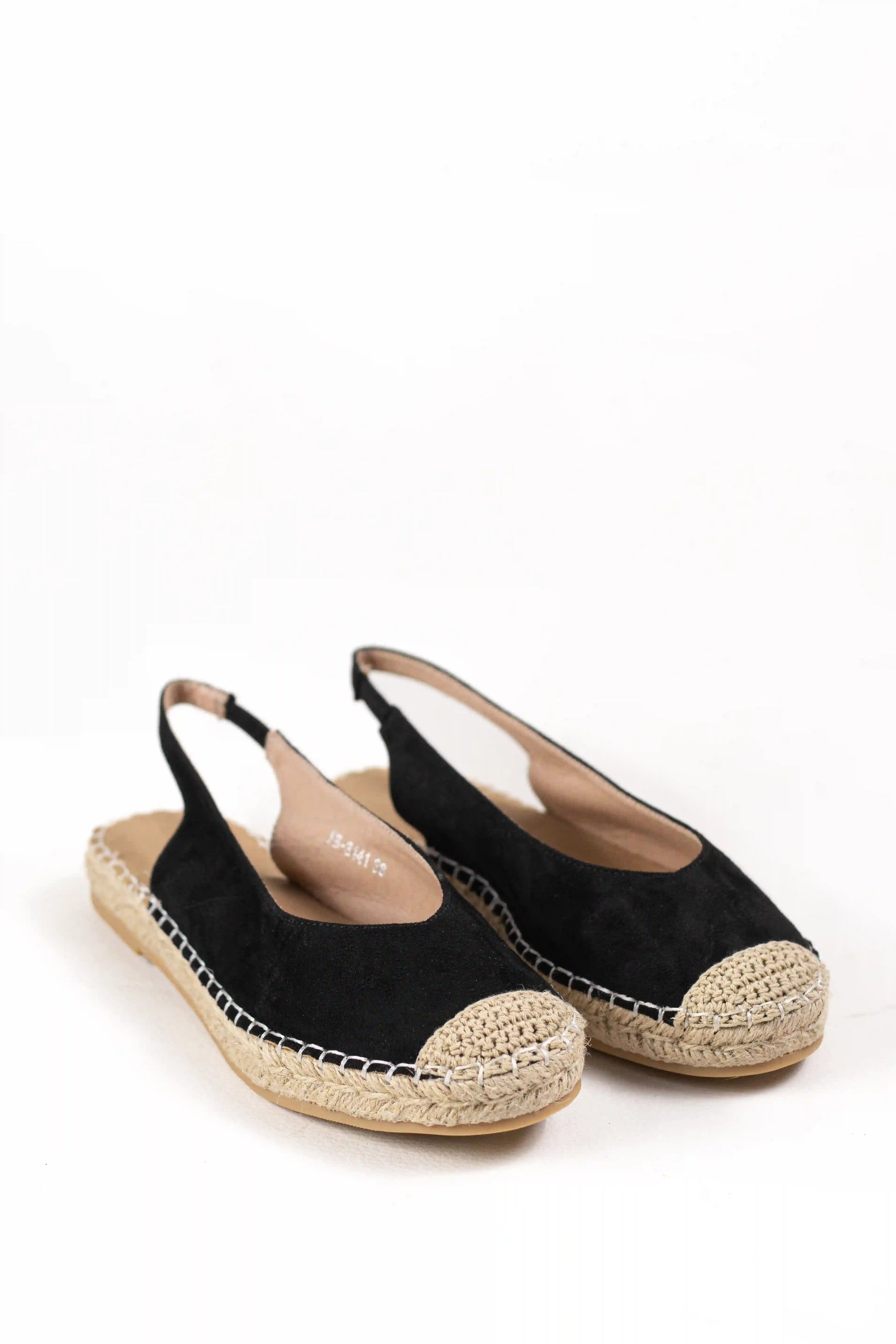 sandalias alpargatas de mujer con suela de esparto y diseno destalonado espartenas color Negras talla 39