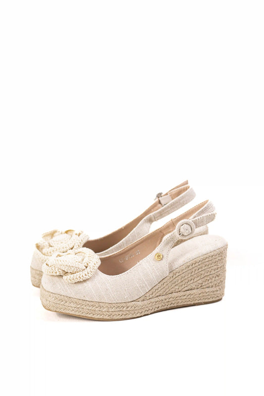 cunas alpargatas de mujer con suela de esparto y detalle flor trenzado frontal alpargatas color Beige talla 36