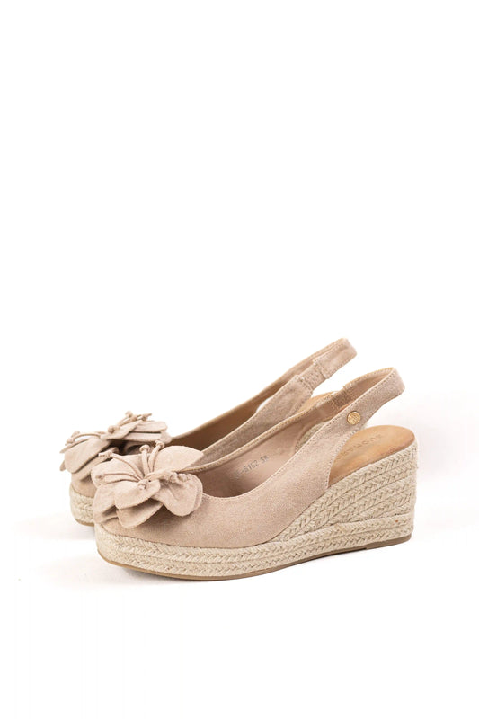 sandalias alpargatas de cunas con suela de esparto y detalle floral alpargatas color Beige talla 36