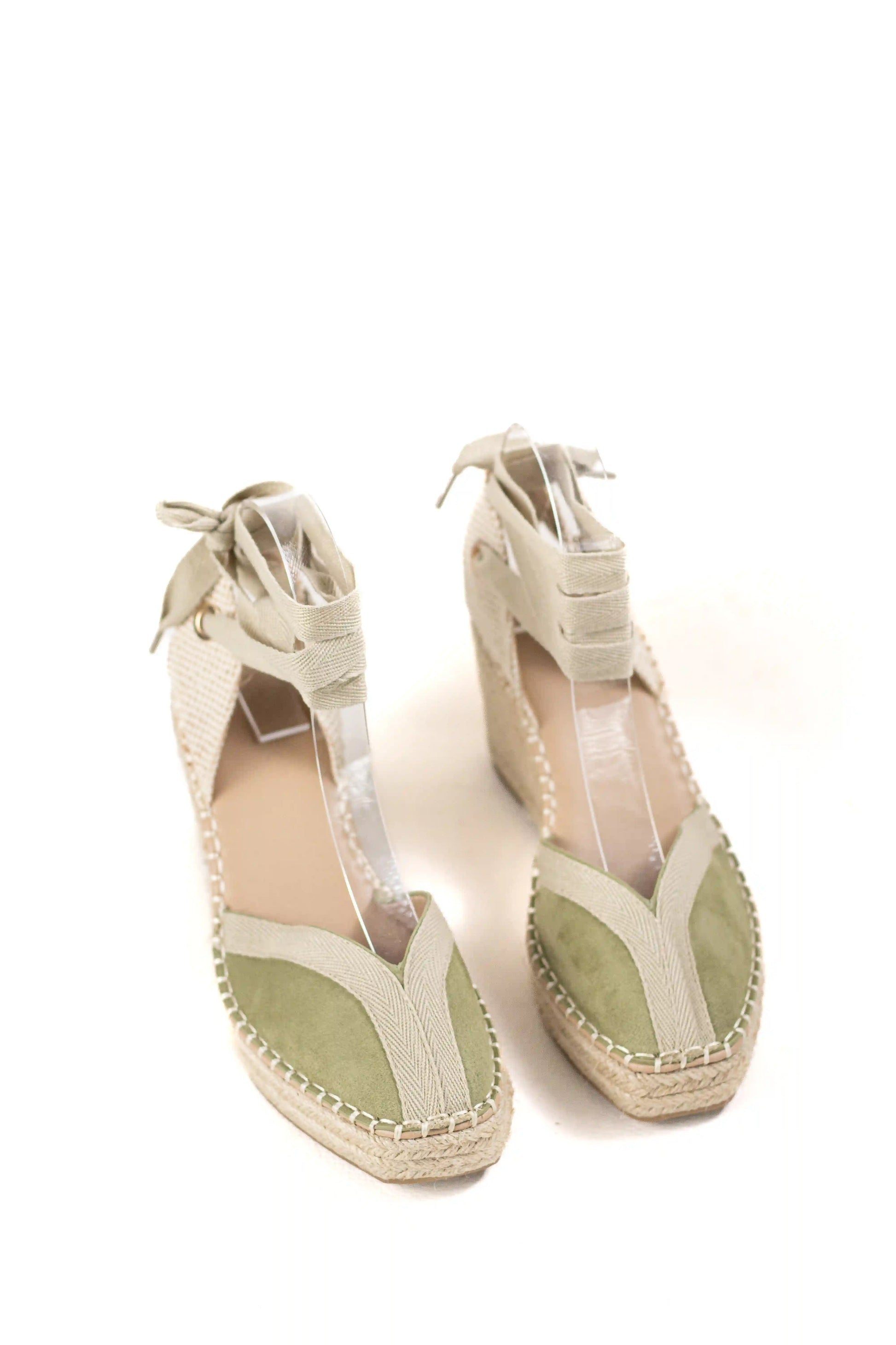 sandalias de cunas en yute suela antideslizante estilo alpargata y cintas al tobillo alpargatas color Verde talla 37