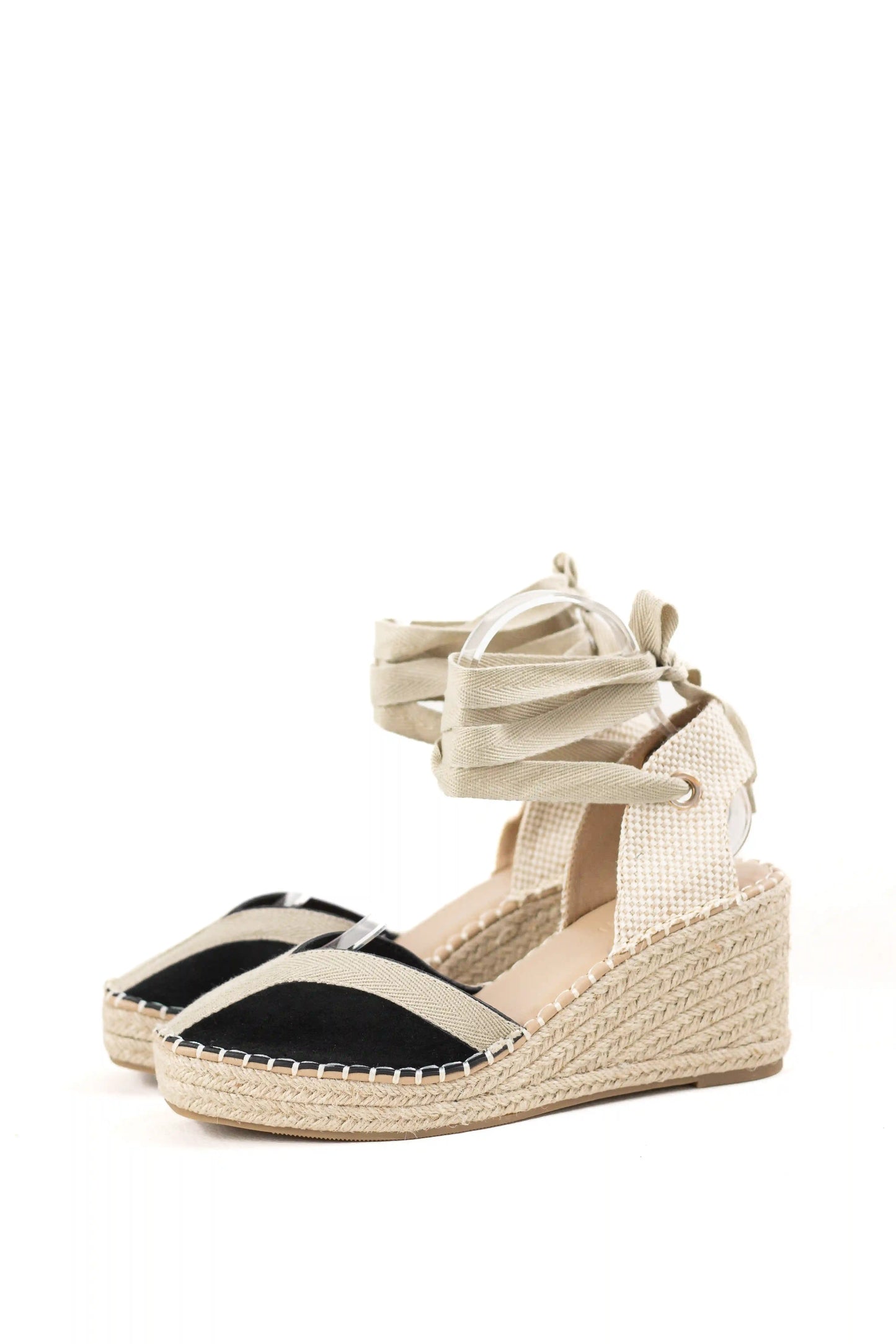 sandalias de cunas en yute suela antideslizante estilo alpargata y cintas al tobillo alpargatas color Apricot talla 41