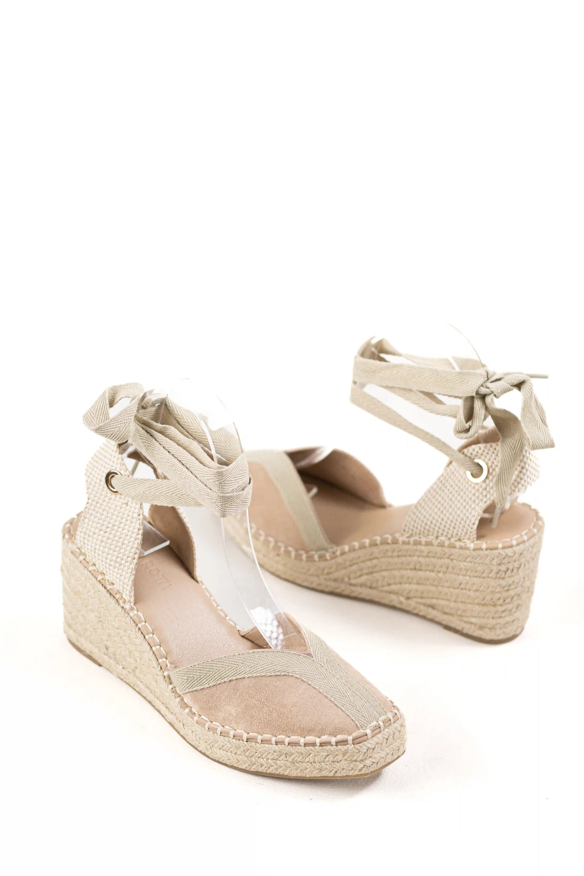 sandalias de cunas en yute suela antideslizante estilo alpargata y cintas al tobillo alpargatas color Beige talla 37