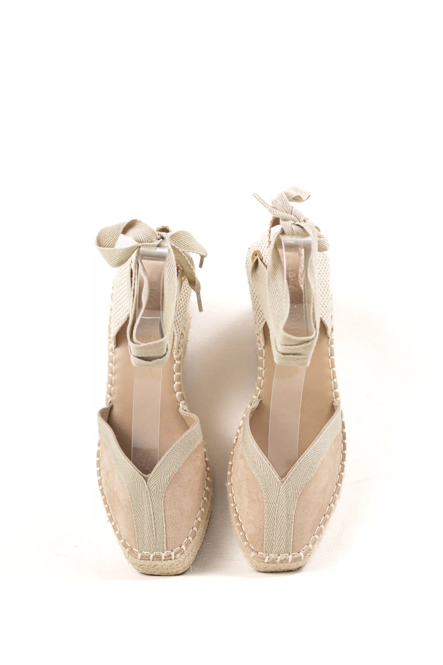 sandalias de cunas en yute suela antideslizante estilo alpargata y cintas al tobillo alpargatas color Beige talla 38