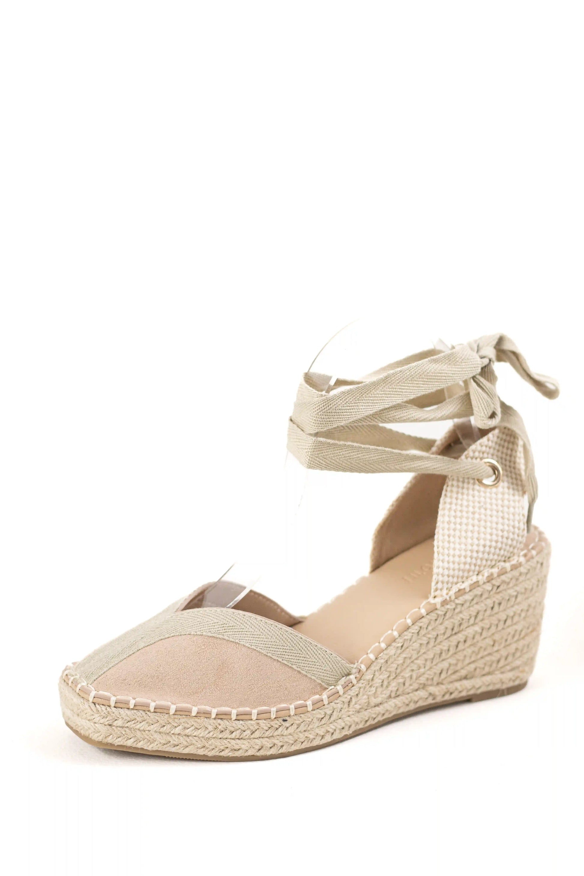 sandalias de cunas en yute suela antideslizante estilo alpargata y cintas al tobillo alpargatas color Beige talla 39