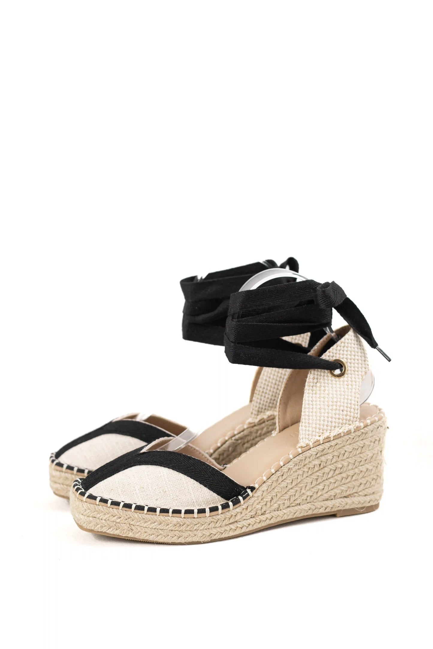 sandalias de cunas en yute suela antideslizante estilo alpargata y cintas al tobillo alpargatas color Beige talla 41