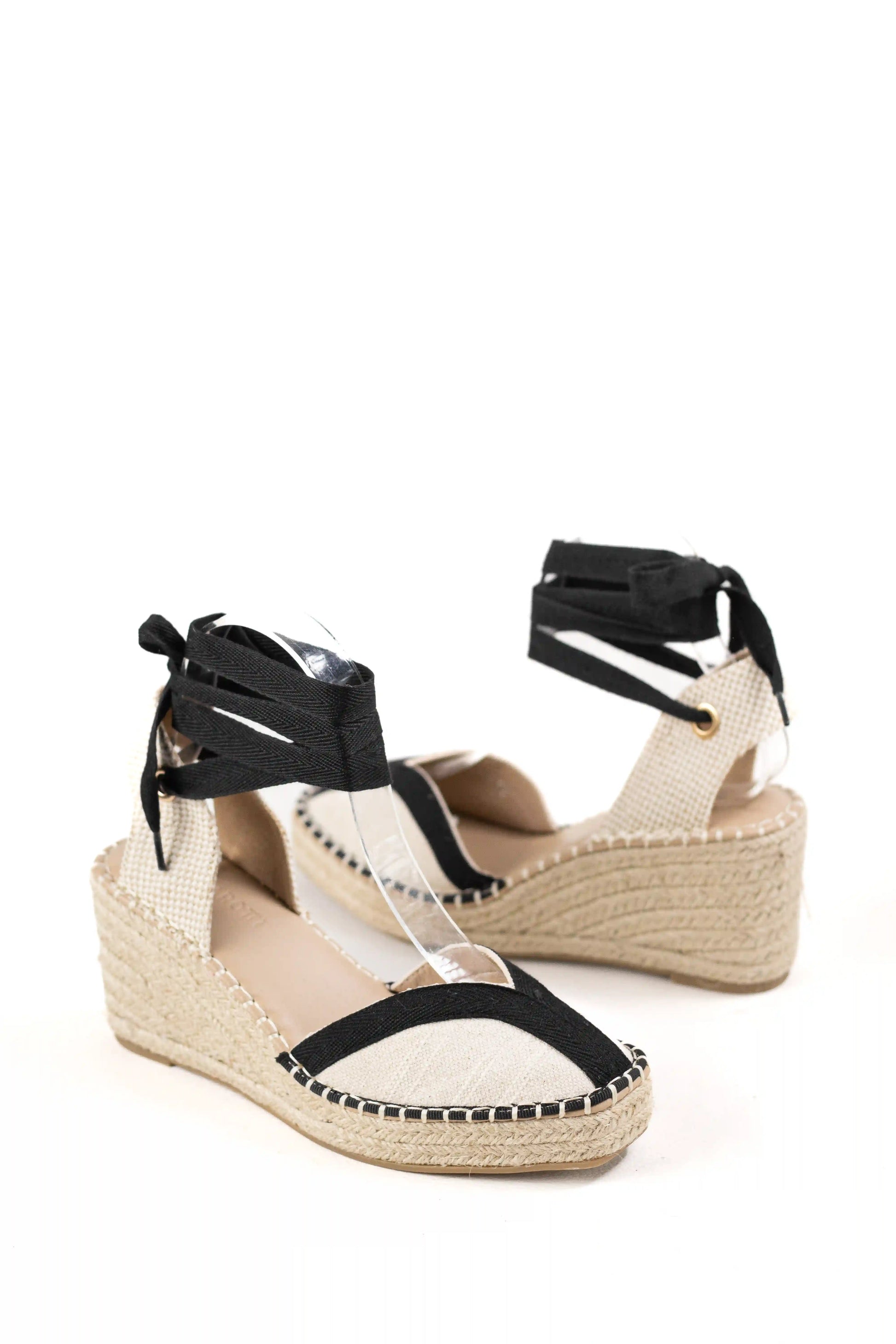 sandalias de cunas en yute suela antideslizante estilo alpargata y cintas al tobillo alpargatas color Apricot talla 39