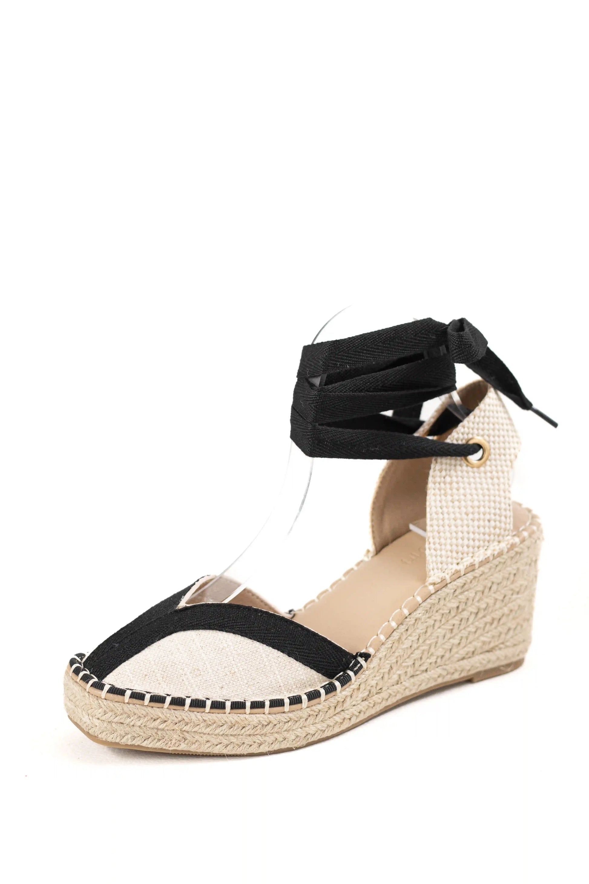 sandalias de cunas en yute suela antideslizante estilo alpargata y cintas al tobillo alpargatas color Apricot talla 40