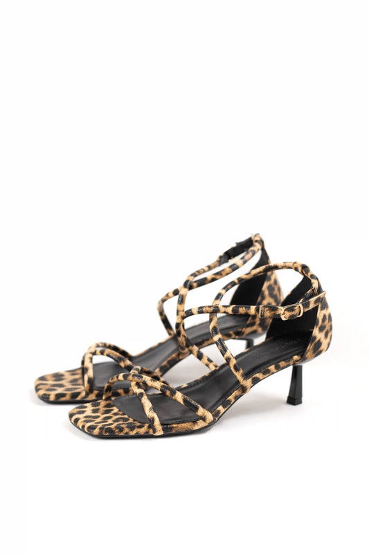 sandalia de tacon medio con tiras suela antideslizante estilo elegante y cierre de hebilla sandalias color Beige talla 40