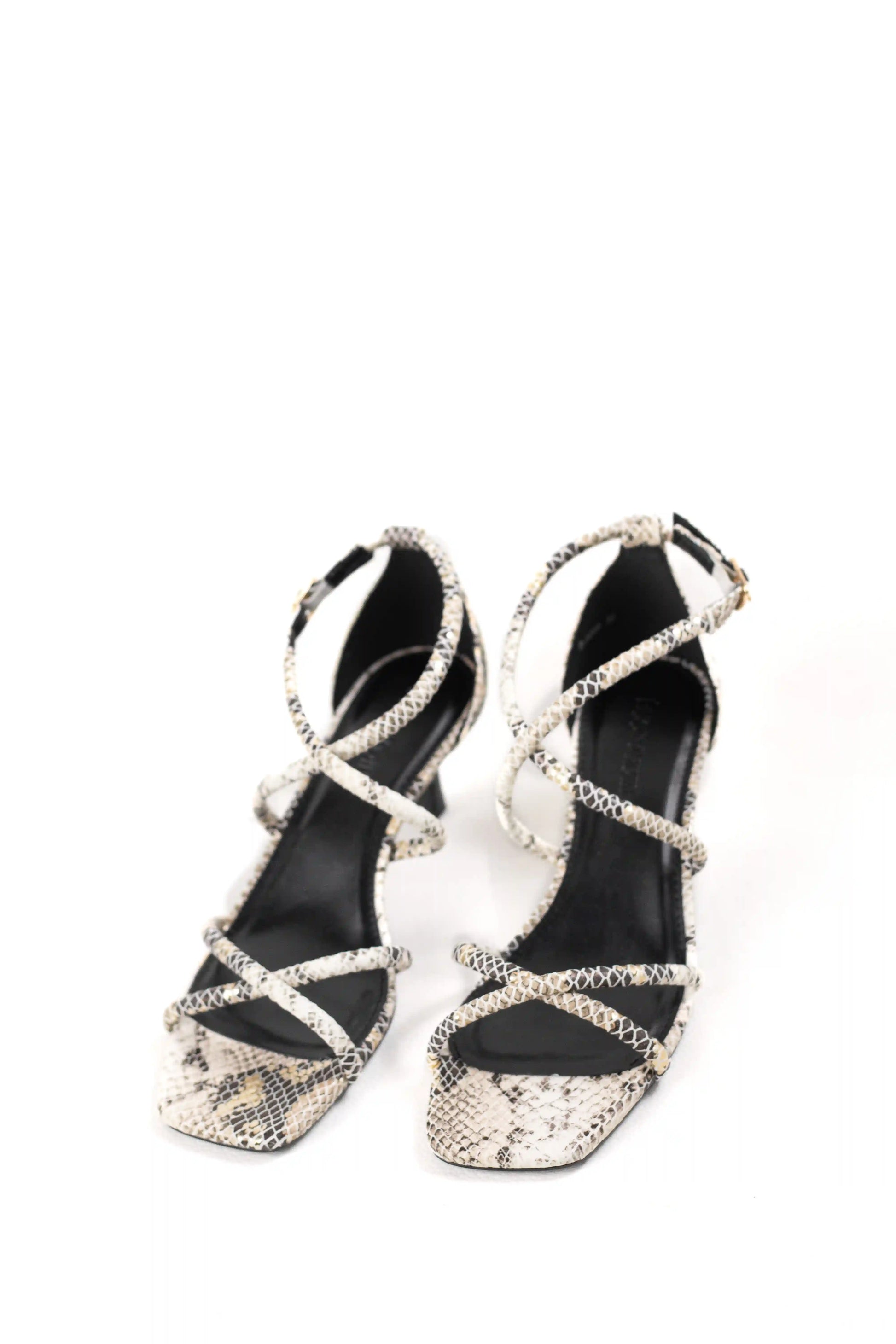 sandalia de tacon medio con tiras suela antideslizante estilo elegante y cierre de hebilla sandalias color Leopardo talla 41