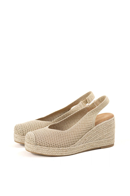 sandalias de cunas con tejido calado suela de yute estilo slingback y puntera cerrada sandalias color Doradas talla 36