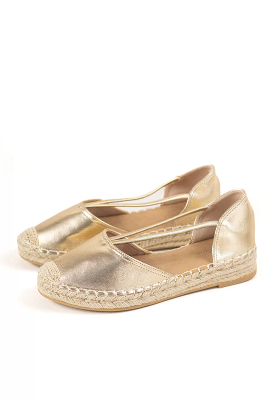 alpargatas con puntera cerrada suela de yute estilo casual y acabado metalizado espartenas color Doradas talla 36