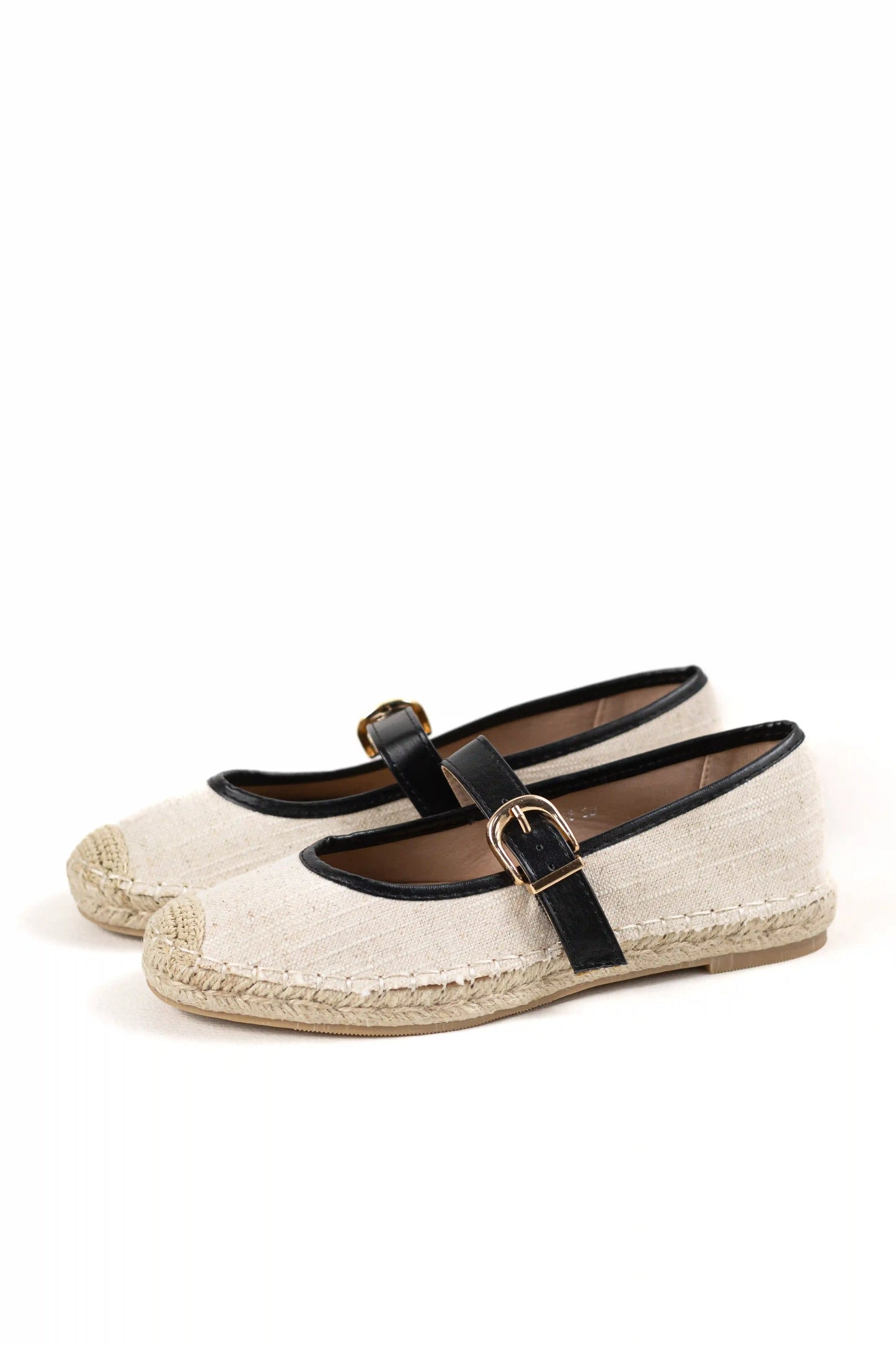 bailarinas con correa y hebilla suela de yute estilo alpargata y puntera cerrada color Negro talla 36