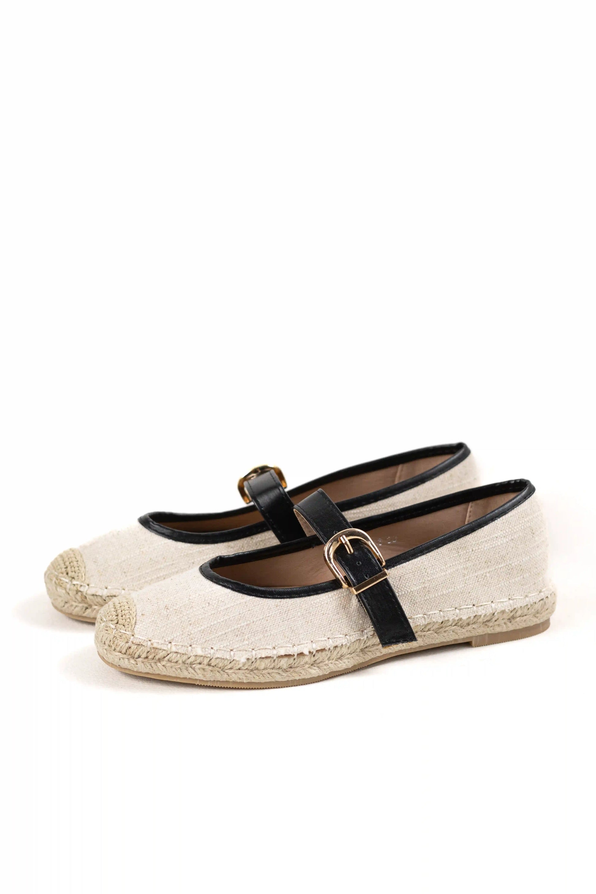 bailarinas con correa y hebilla suela de yute estilo alpargata y puntera cerrada color Negro talla 36