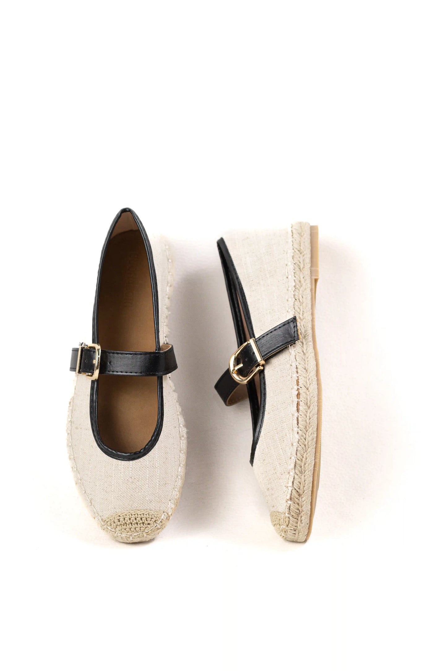 bailarinas con correa y hebilla suela de yute estilo alpargata y puntera cerrada color Negro talla 38