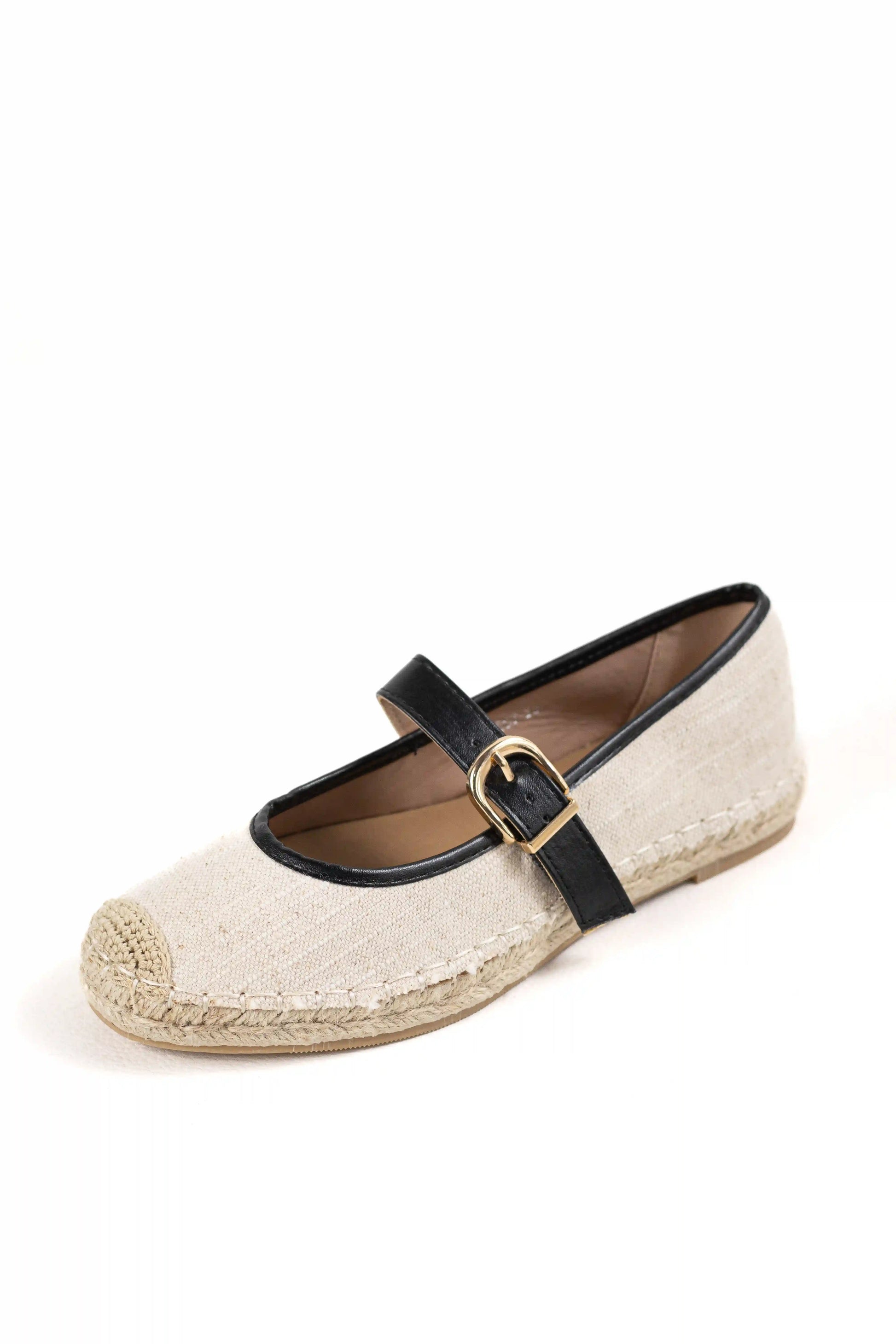 bailarinas con correa y hebilla suela de yute estilo alpargata y puntera cerrada color Negro talla 40