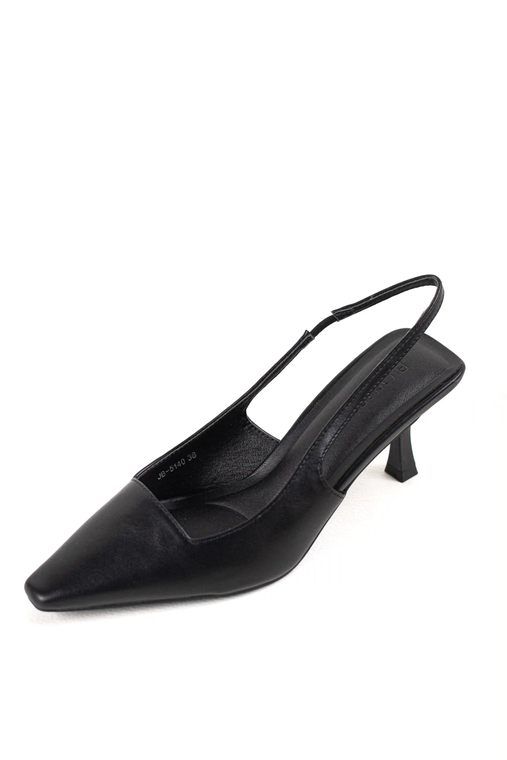 zapato destalonado con tacon alto y punta afilada elegante y comodo color Negro talla 39