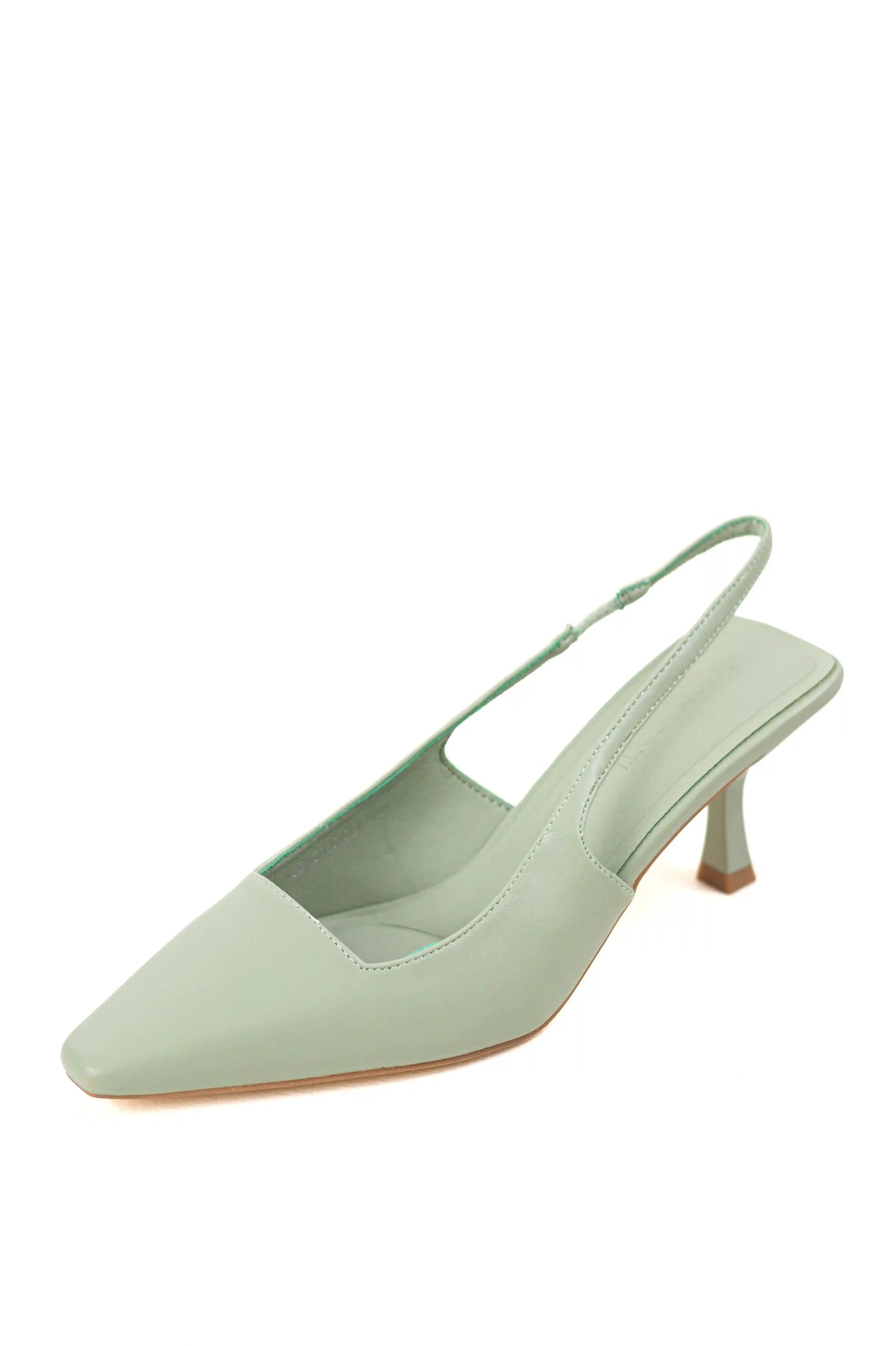 zapato destalonado con tacon alto y punta afilada elegante y comodo color Verde talla 38