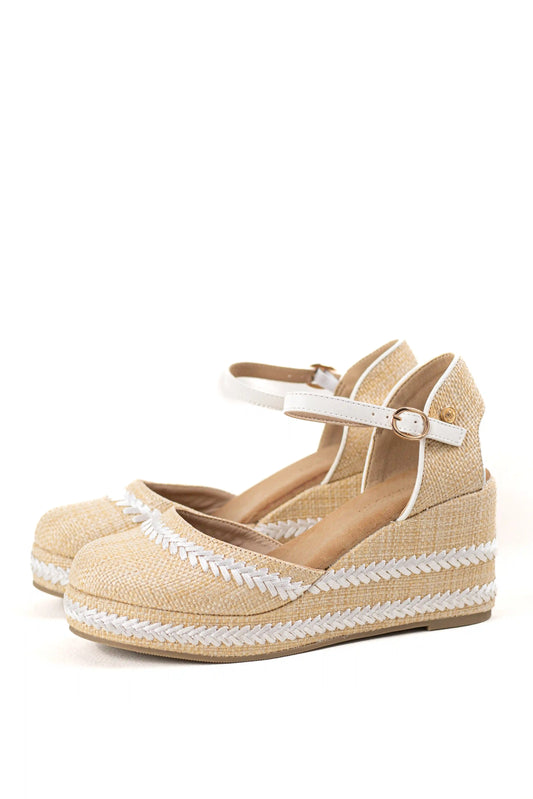 alpargatas de cuna con pulsera y detalle trenzado estilo boho chic color beige talla 36