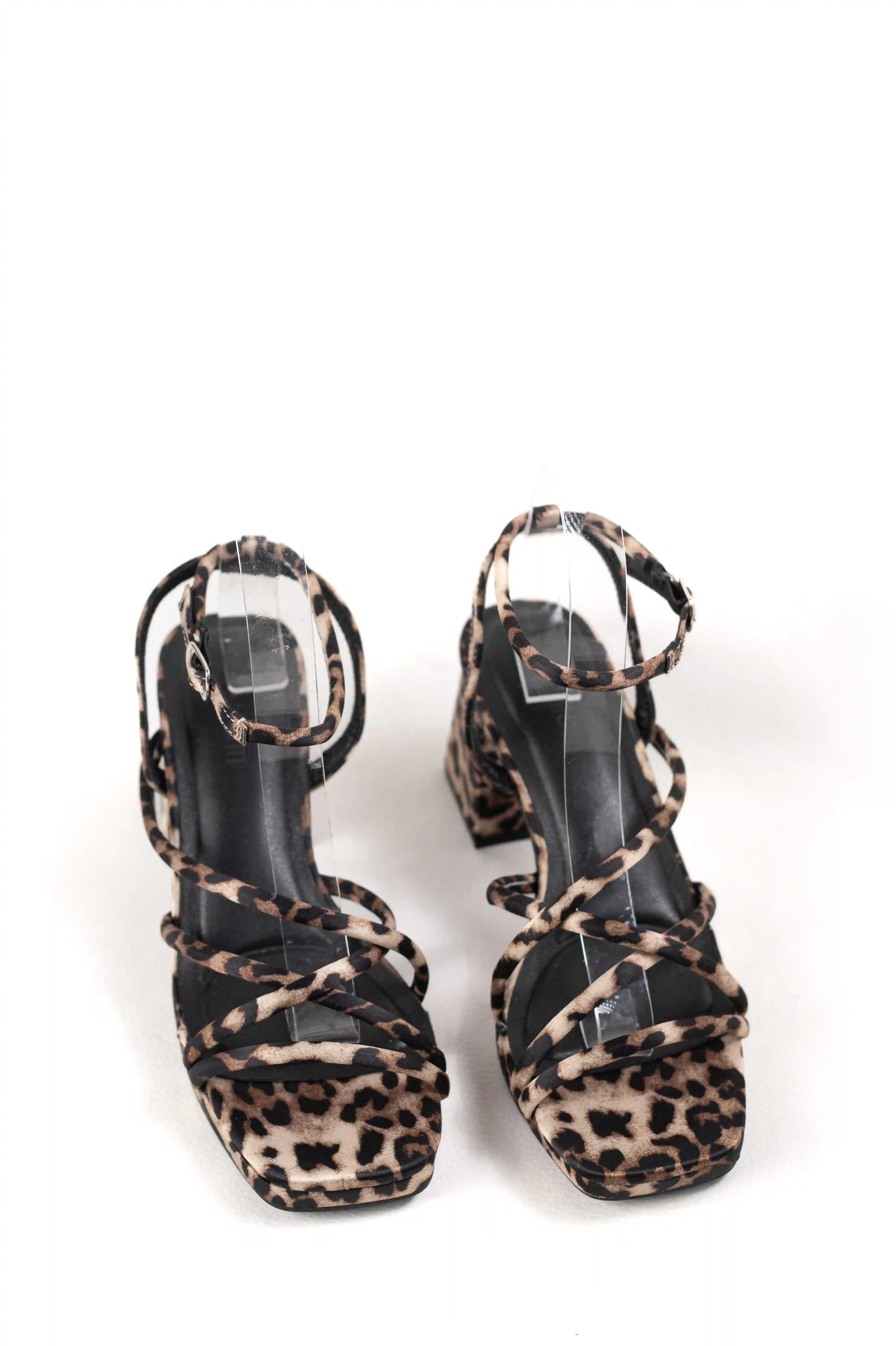 sandalias de tacon bloque con tiras finas y pulsera ajustable sandalias color Leopardo talla 37