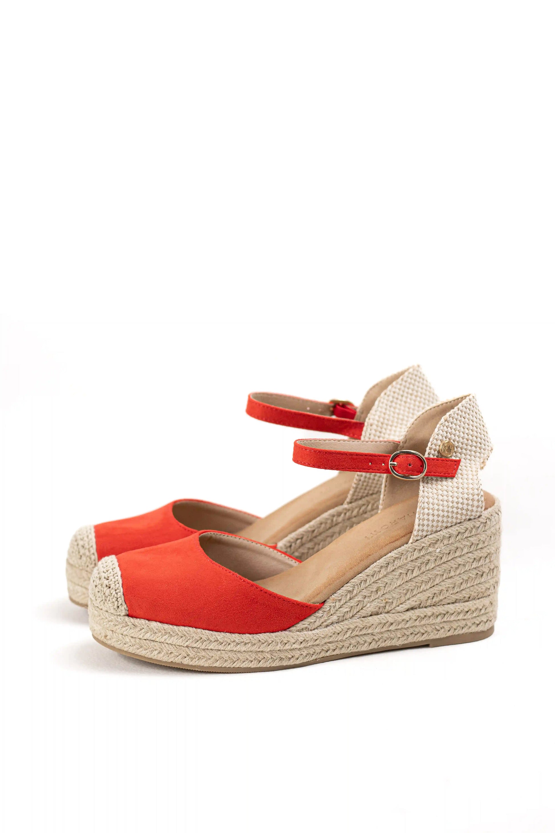 alpargatas doradas mujer de cunas altas de esparto con plataforma ligera con plantillas acolchadas color Rojas talla 40