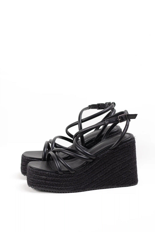 sandalias mujer doradas de tiras con plataforma de esparto color Blanco talla 37