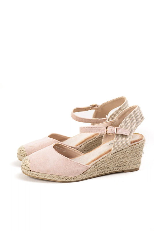 alpargatas de cuna espartos con plataforma con punta redonda y pulsera ajustable alpargatas color Taupe talla 40