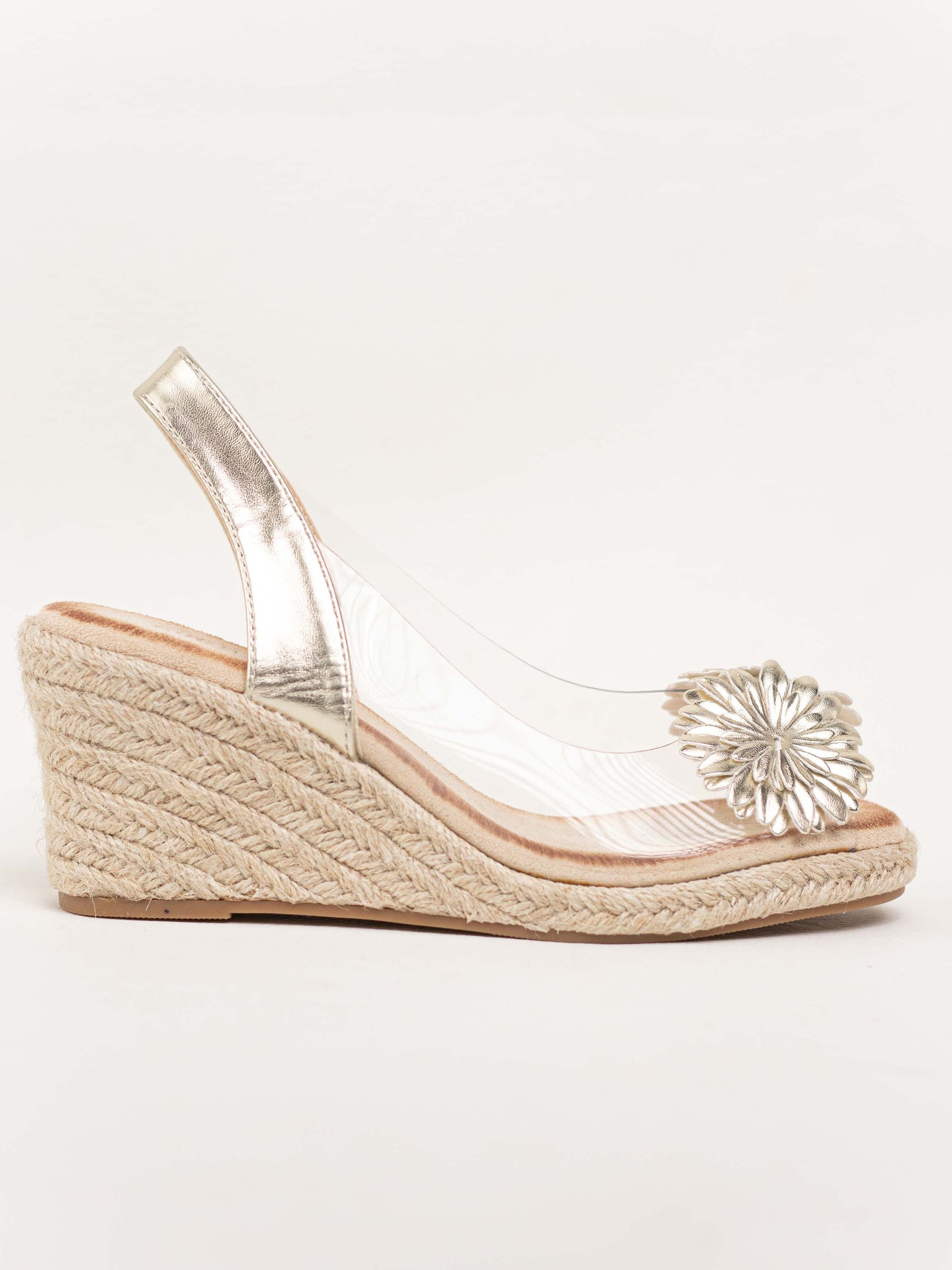 sandalias cunas flor transparentes Plateado 36