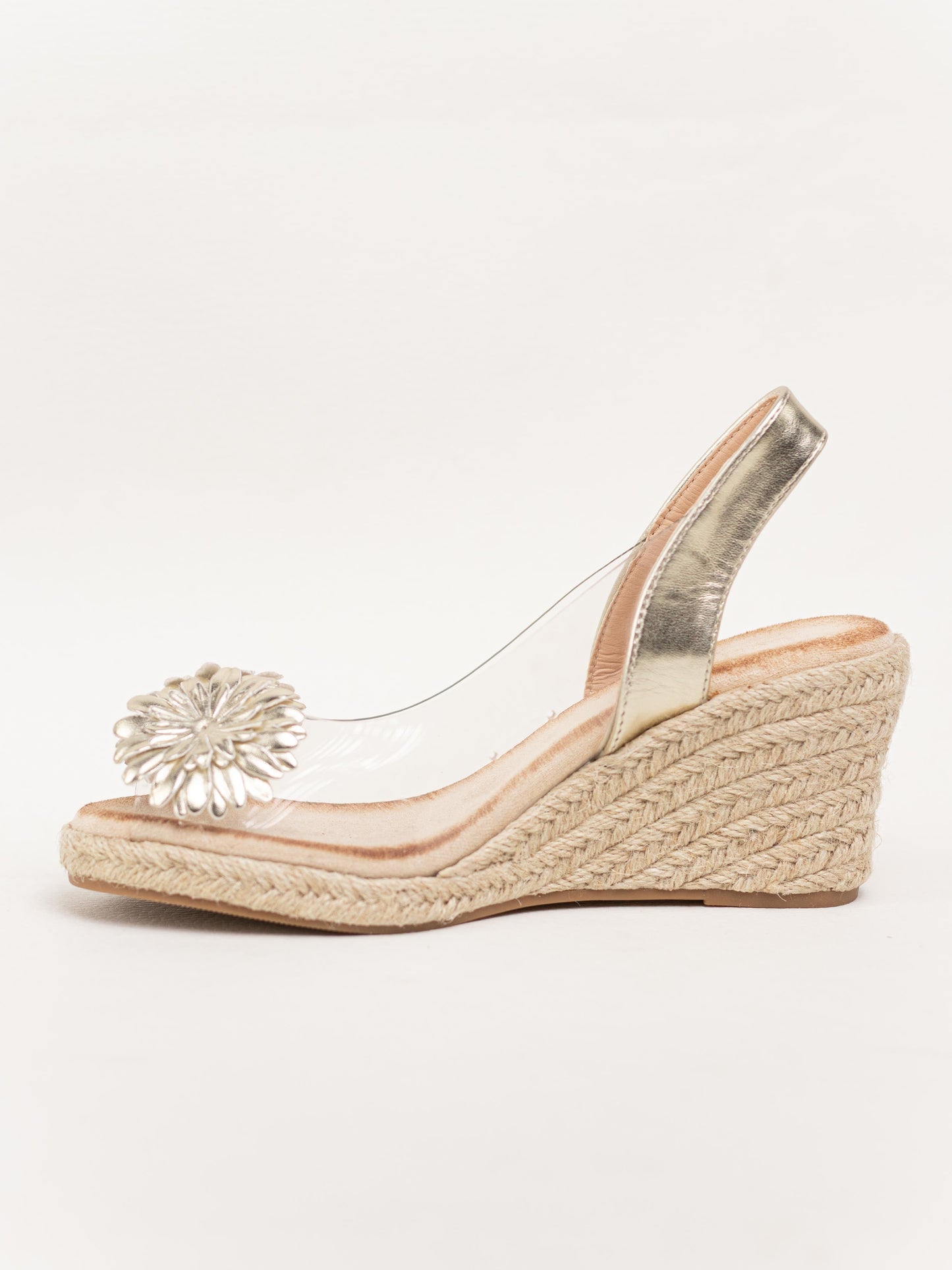 sandalias cunas flor transparentes Plateado 37