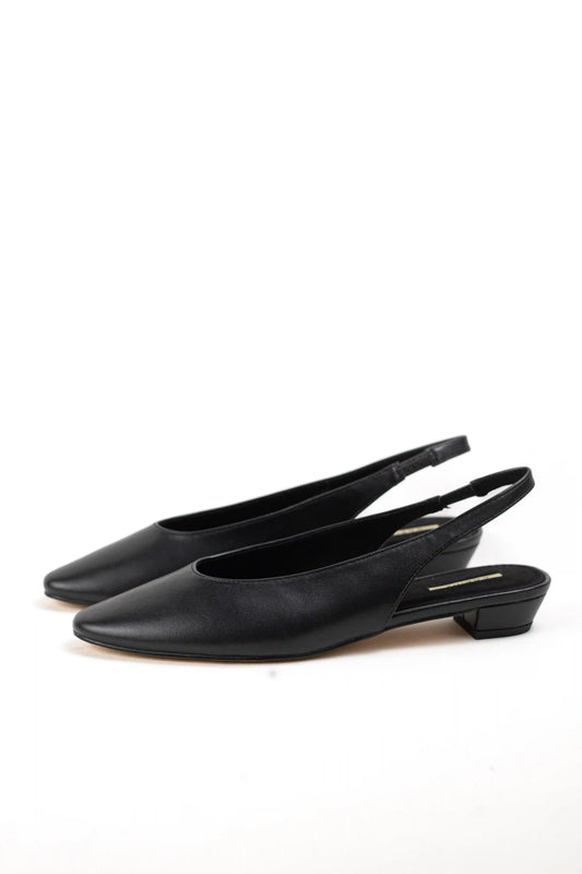 zapatos planos slingback de piel sintetica con tacon bajo y punta afilada color Negro talla 36
