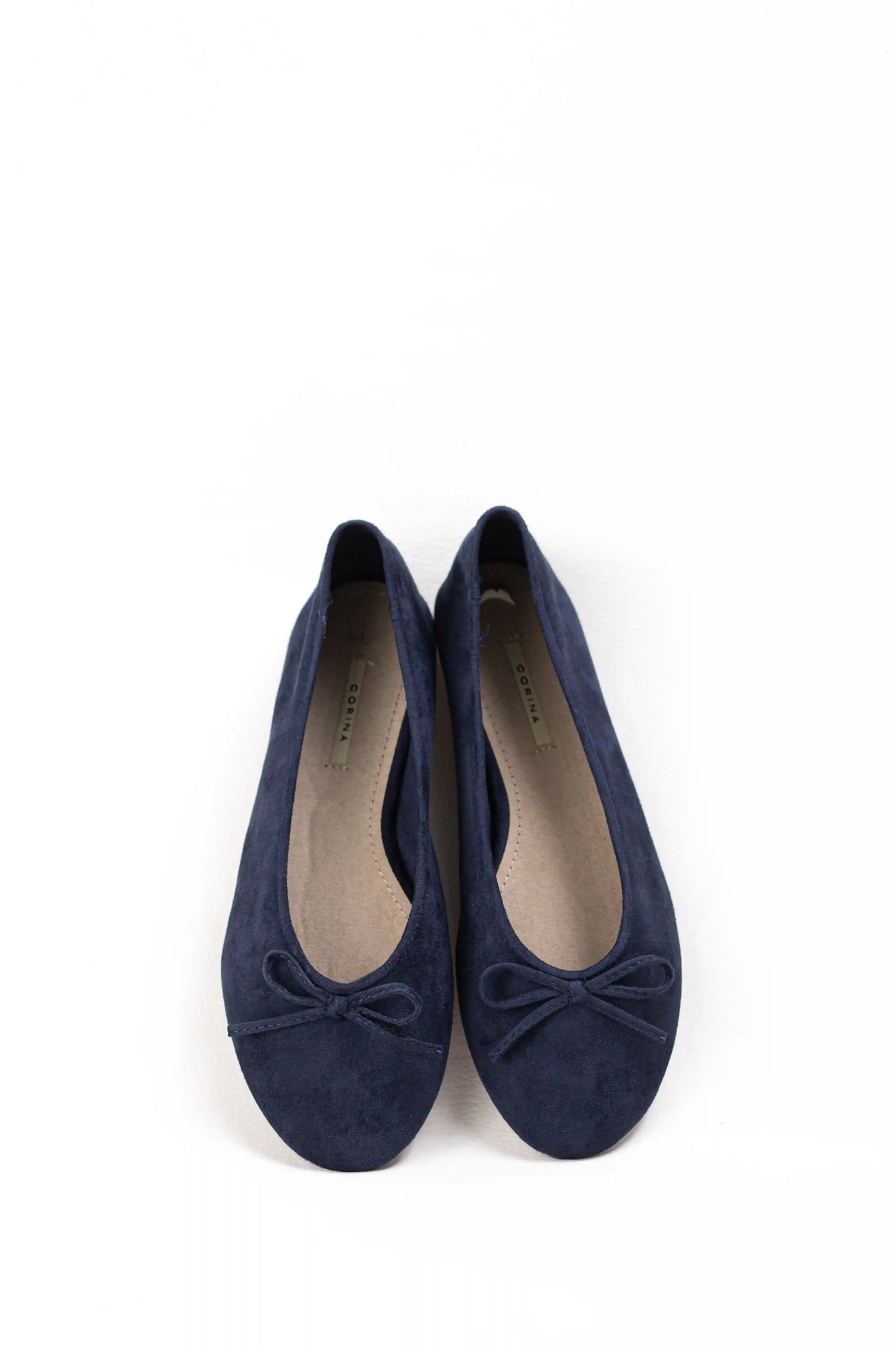 bailarina de ante con punta afilada y lazo decorativo corina color Marino talla 38