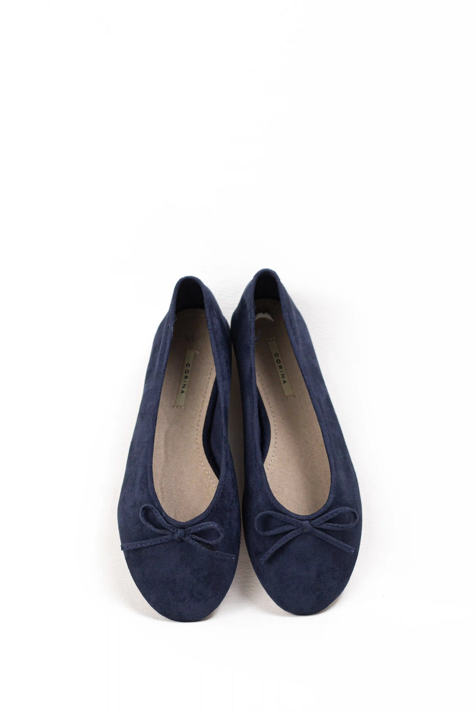 bailarina de ante con punta afilada y lazo decorativo corina color Marino talla 38