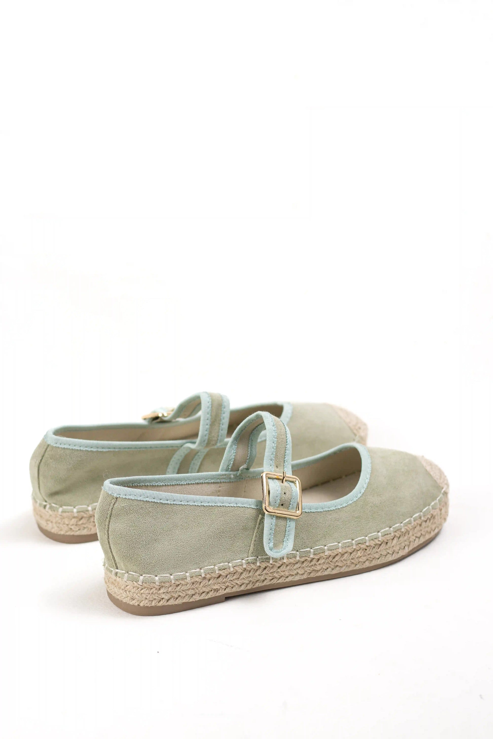 alpargatas con plataforma de yute y pulsera ajustable color Verde talla 37