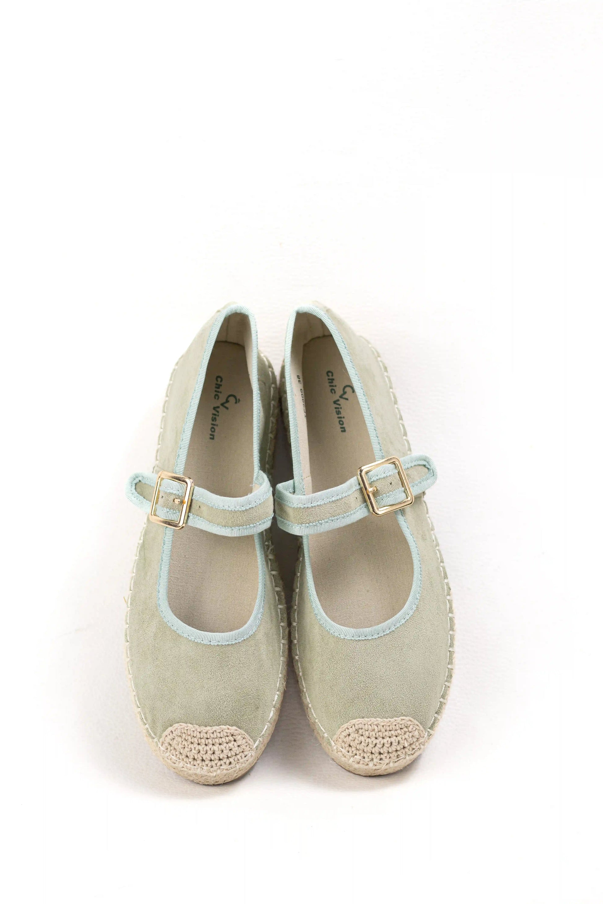 alpargatas con plataforma de yute y pulsera ajustable color Verde talla 38