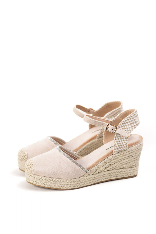 alpargatas de cuna con plataforma de esparto punta cerrada sandalias de verano comodas alpargatas color Doradas talla 41