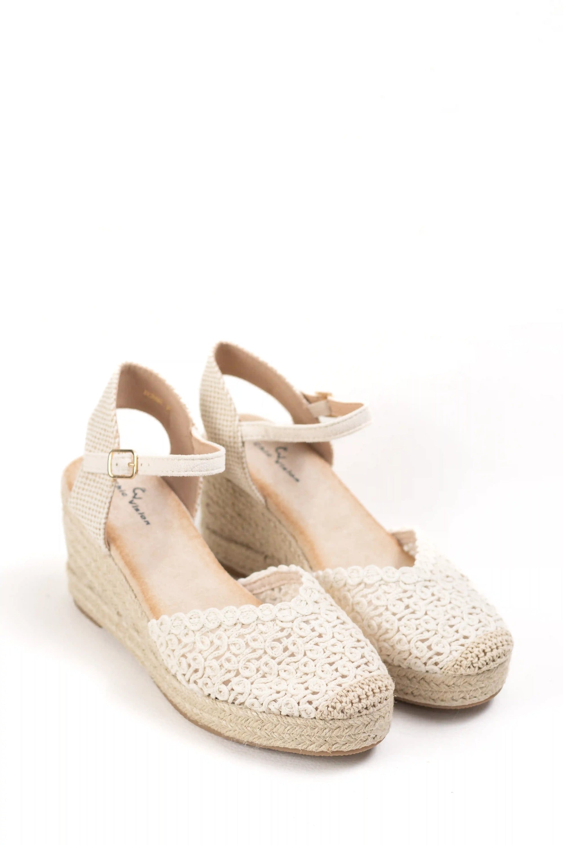 alpargatas de cuna alta de espartos con plataforma diseno crochet sandalias elegantes para verano alpargatas color Beige talla 36
