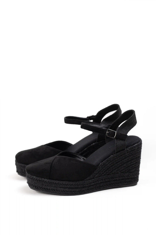 alpargatas cunas espartos altas mujer con plataforma super ligeras color Negro entero talla 36