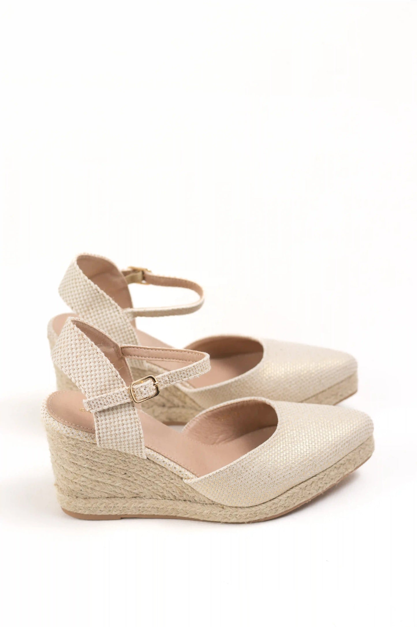 alpargatas de cuna con punta afilada y suela de esparto sandalias elegantes para verano alpargatas color Gold talla 41