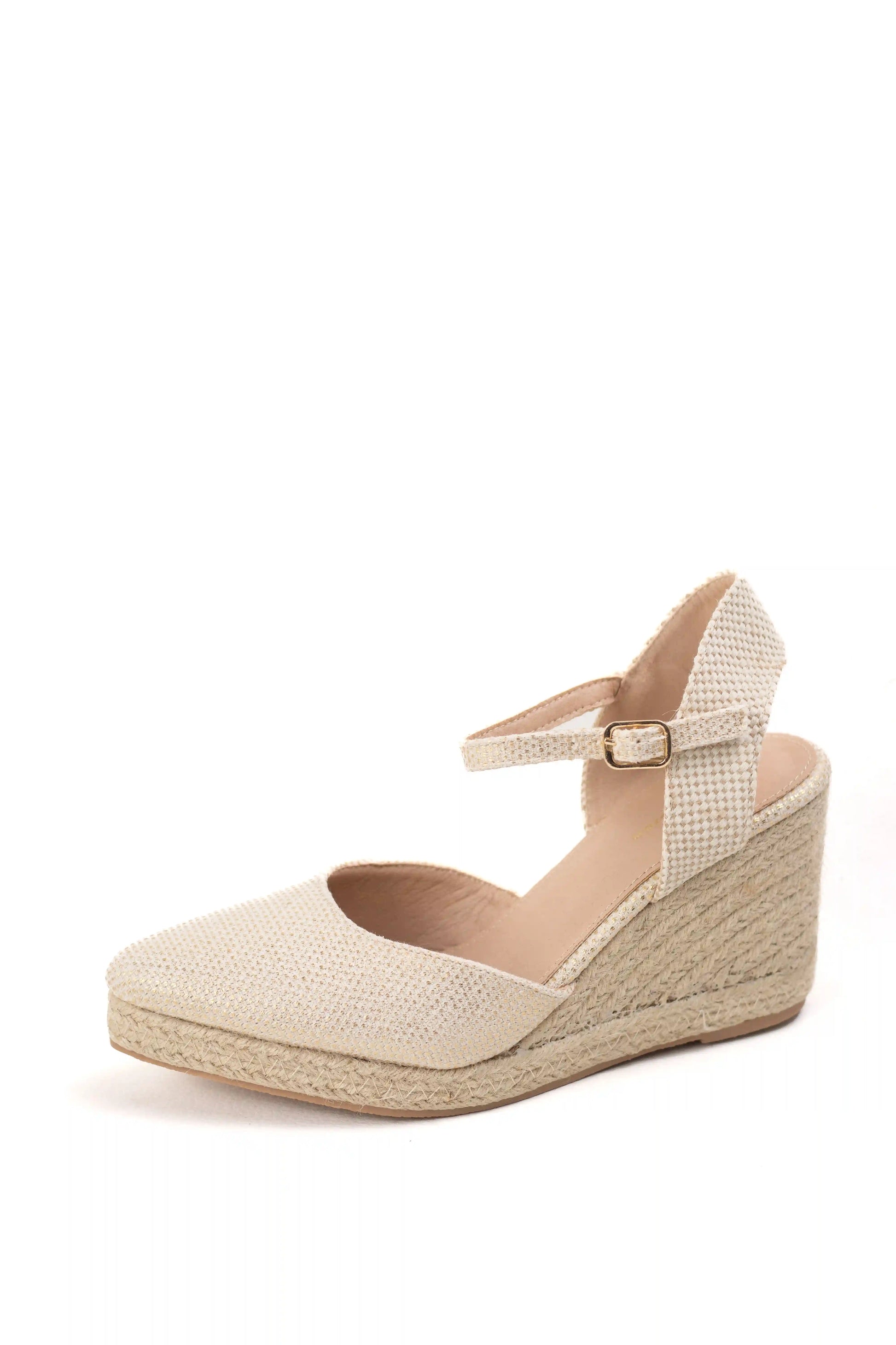 alpargatas de cuna con punta afilada y suela de esparto sandalias elegantes para verano alpargatas color Doradas talla 37