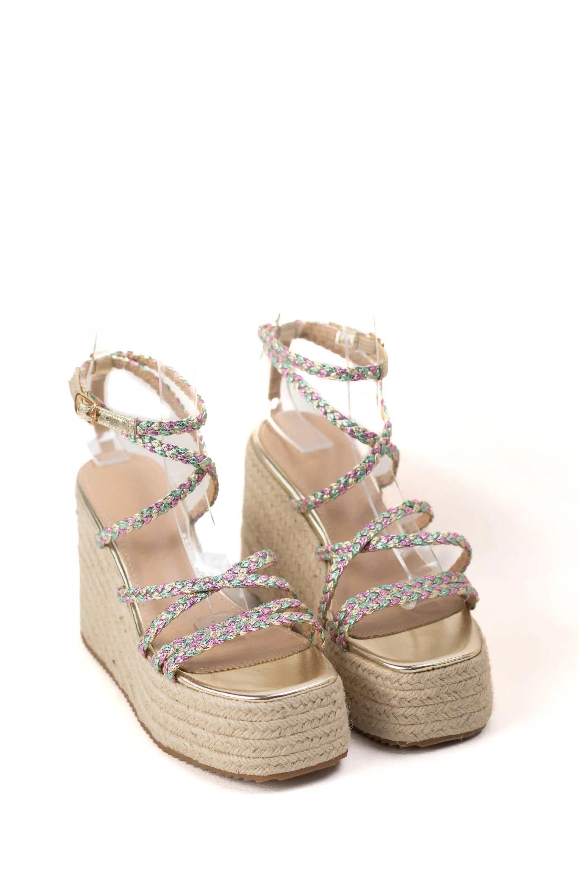 sandalias de cuna de espartos plataforma con tiras trenzadas alpargatas elegantes para verano sandalias color Negras talla 40
