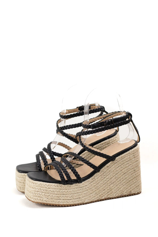 sandalias de cuna de espartos plataforma con tiras trenzadas alpargatas elegantes para verano sandalias color Gold Mix talla 40
