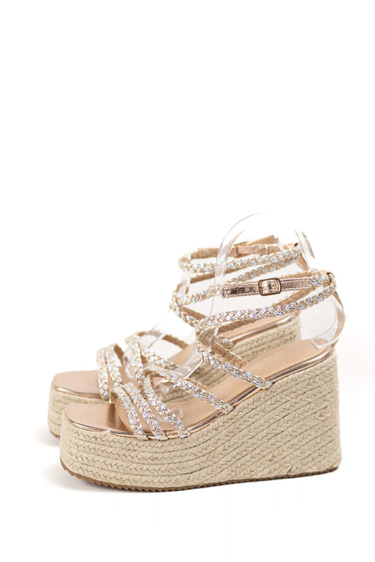 sandalias de cuna de espartos plataforma con tiras trenzadas alpargatas elegantes para verano sandalias color Negras enteras talla 41
