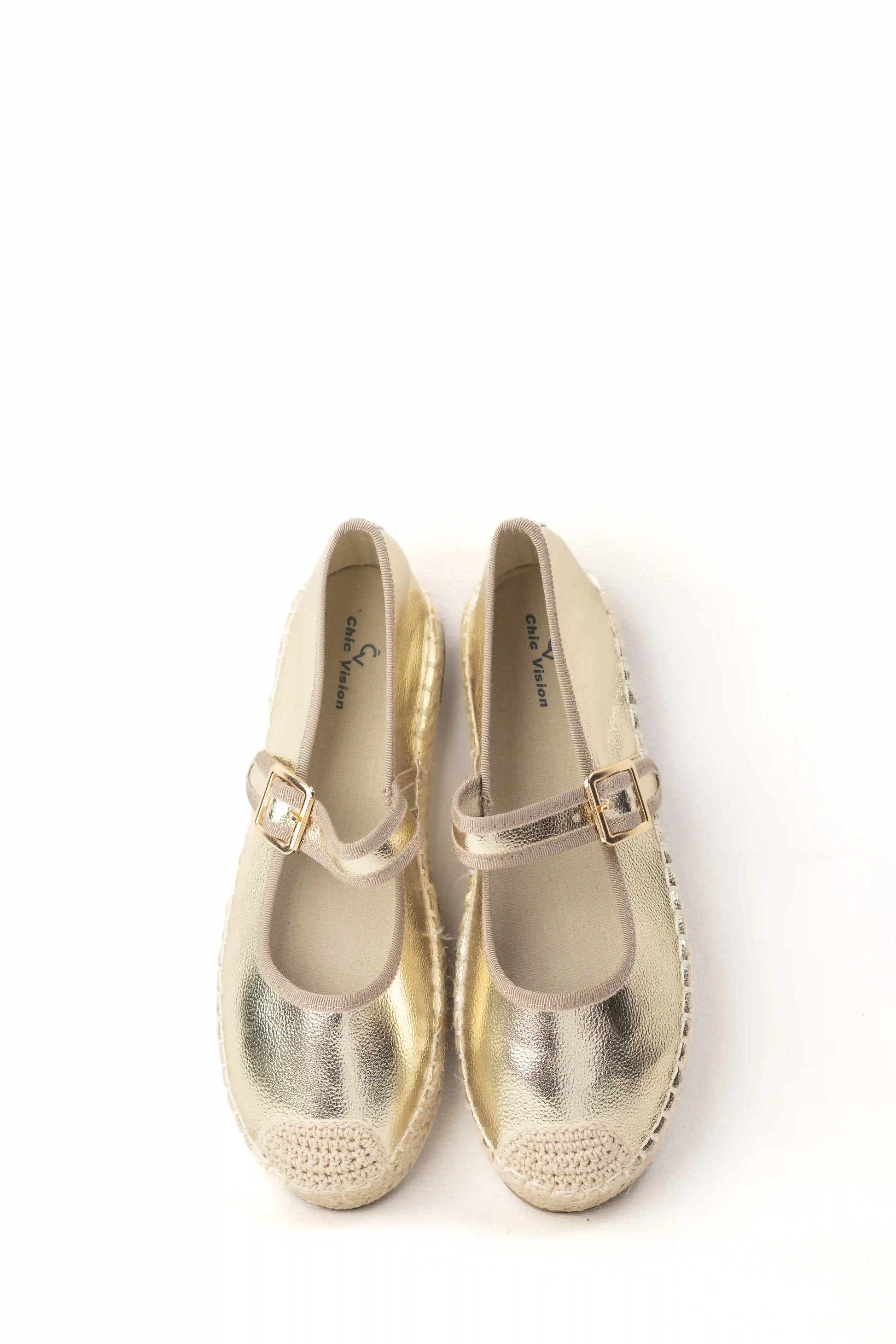 alpargatas con plataforma de yute y pulsera ajustable color Dorado talla 37