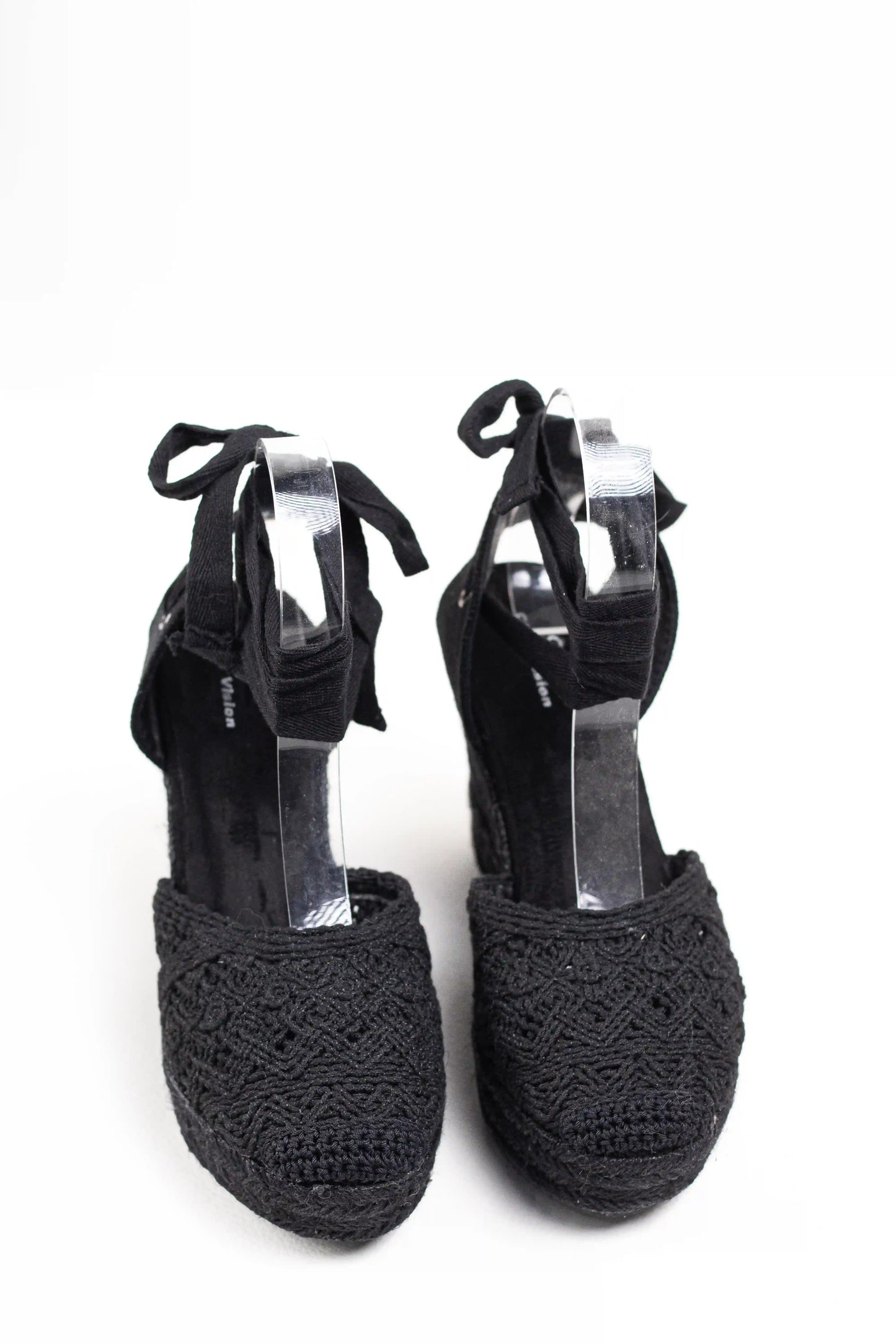 alpargatas de cuna de espartos con plataforma cierre con cordones elegancia y comodidad para verano diseno crochet alpargatas color Negras talla 39