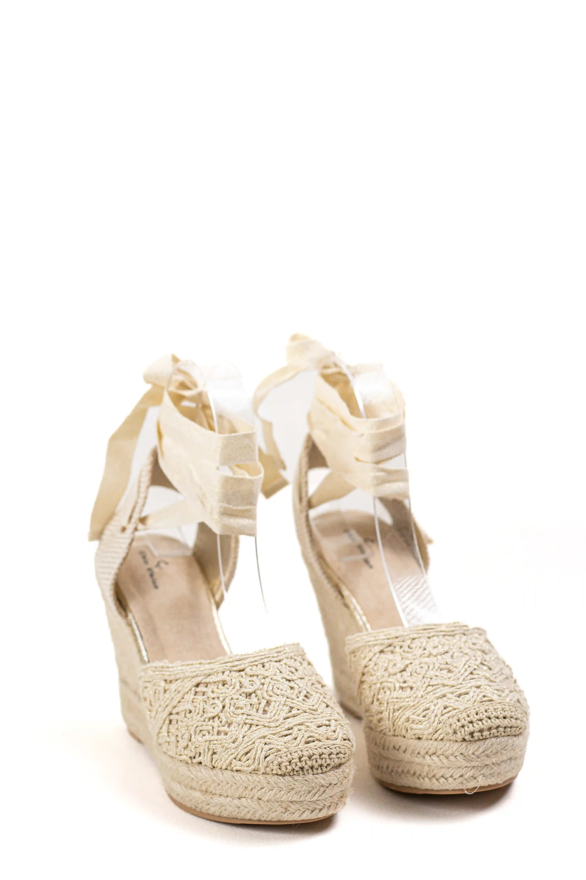 alpargatas de cuna de espartos con plataforma cierre con cordones elegancia y comodidad para verano diseno crochet alpargatas color Doradas talla 37