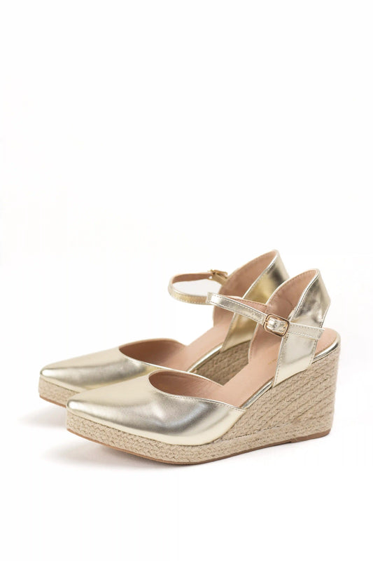 alpargatas de cuna con punta afilada y suela de esparto sandalias elegantes para verano alpargatas color Doradas talla 38