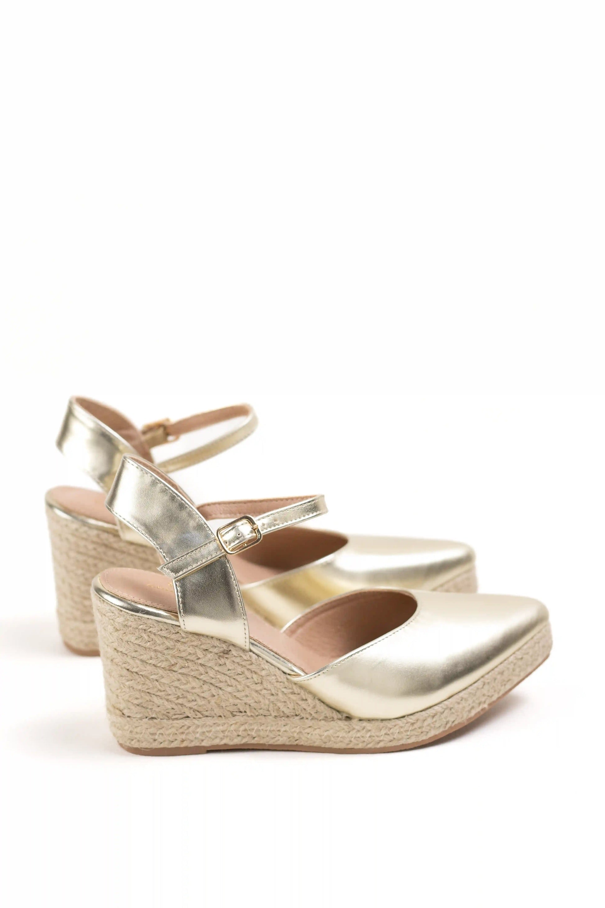 alpargatas de cuna con punta afilada y suela de esparto sandalias elegantes para verano alpargatas color Doradas talla 40