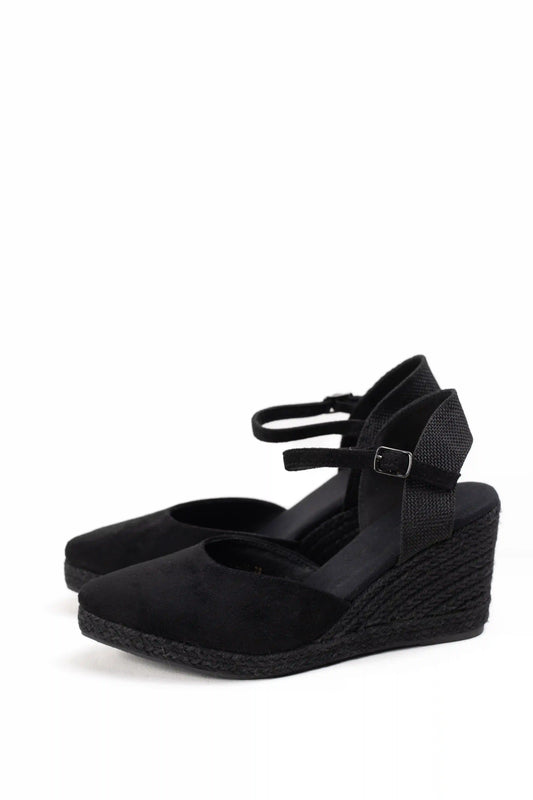 alpargatas de cuna con punta afilada y suela de esparto sandalias elegantes para verano alpargatas color Negras talla 37