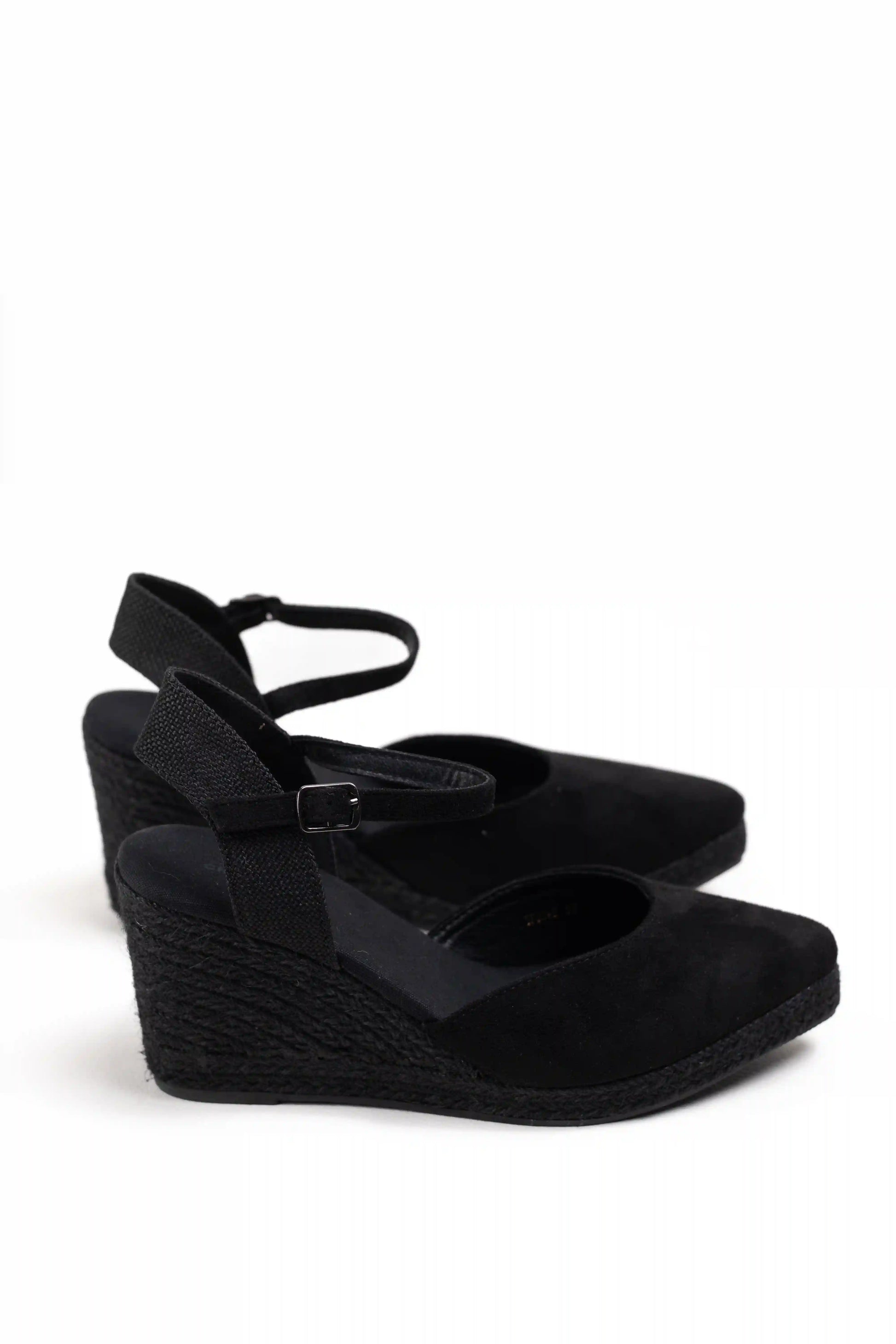 alpargatas de cuna con punta afilada y suela de esparto sandalias elegantes para verano alpargatas color Negras talla 40