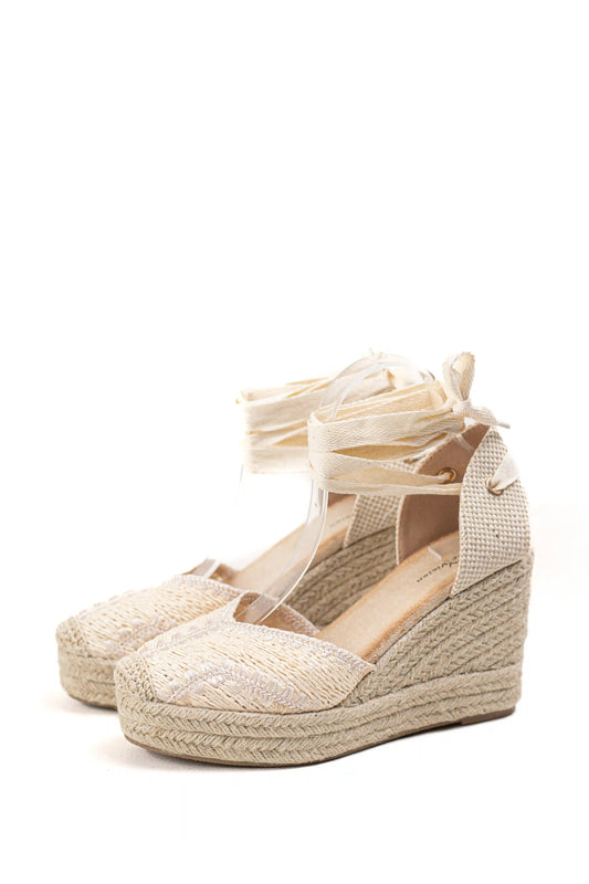 alpargatas de cuna alta de espartos con plataforma en rafia con cintas estilo boho y comodidad para verano alpargatas color Beige talla 36